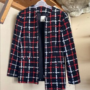 Chic Plaid Open Front Blazer